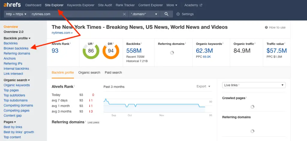 واجهة Ahrefs